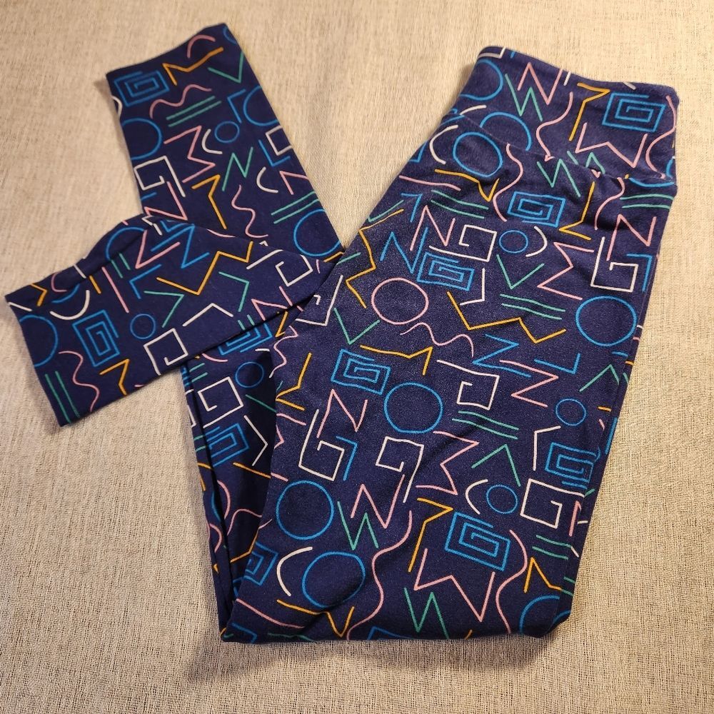 Lularoe Leggings OS One Size Dark Blue Geometic Pattern